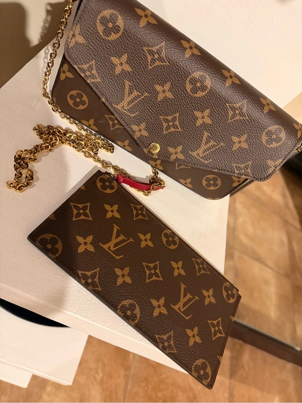 Louis Vuitton Brown Monogram Crossbody with Gold Chain